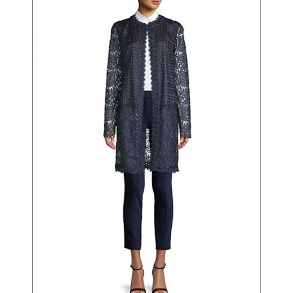 Elie Tahari Jackets & Blazers - Elie Tahari Jaya Jacquard Guipure Lace Chains Coat